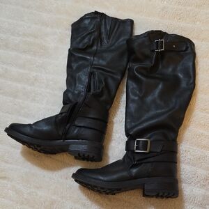 Fergie Black Slouchy Riding Boots, Size 9 - Chic & Comfortable!
